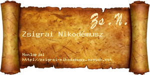 Zsigrai Nikodémusz névjegykártya
